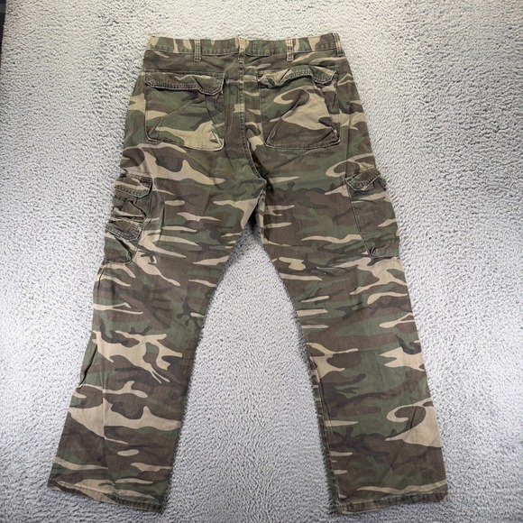 Wrangler Jeans Men's 36x32 Green Camo Cotton Straight Leg Cargo Utility Workwear - Picture 4 of 10
